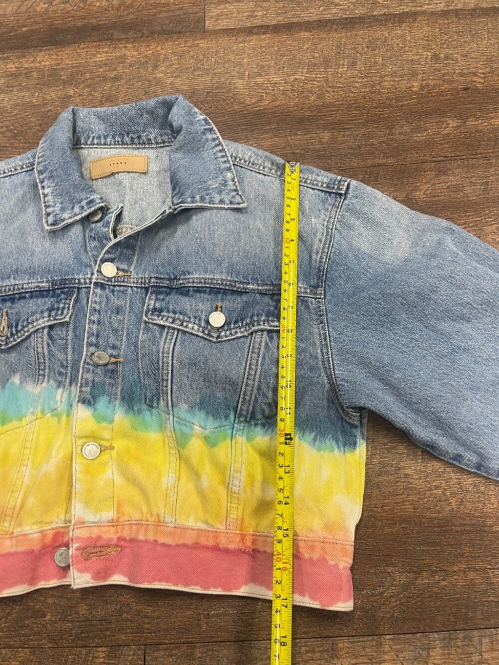 BLANKNYC Rainbow Dip Dye Cropped Denim Jacket Medium - Picture 7 of 8
